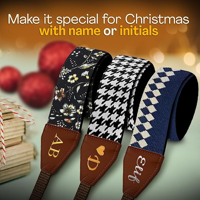 Art Tribute Camera Strap for All DSLR and Mirrorless Cameras. Add Your Name Or Initials Make It a Personalized Gift