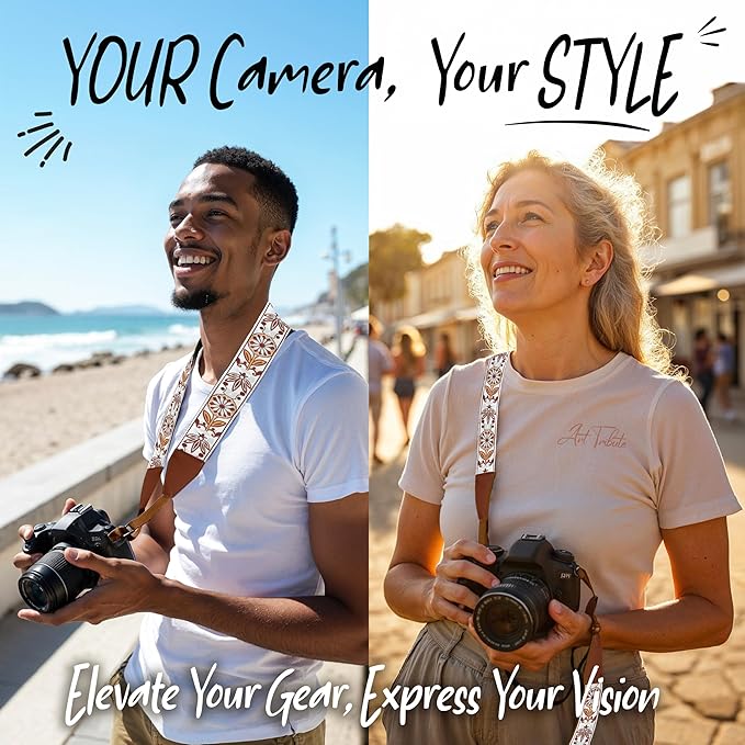 Art Tribute Camera Strap for All DSLR and Mirrorless Cameras. Add Your Name Or Initials Make It a Personalized Gift