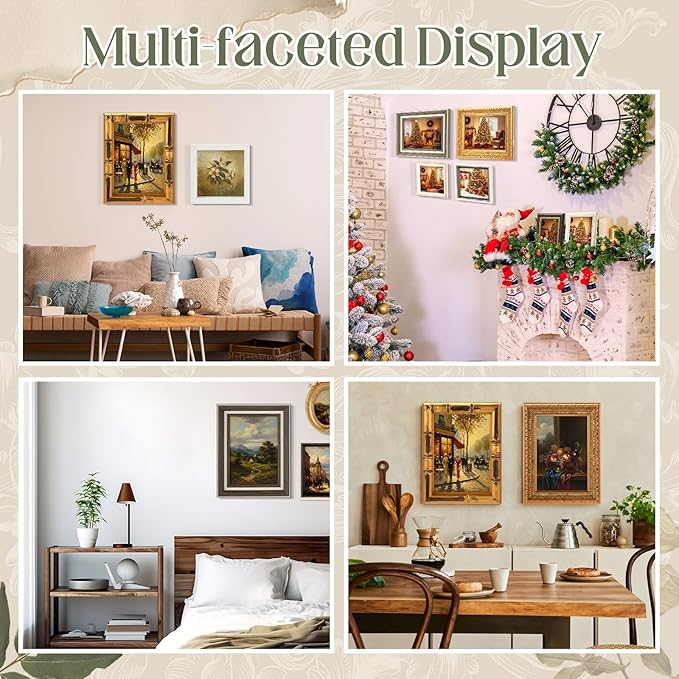 Kathfly 20 Pack Vintage Picture Frames for Wall or Tabletop Display Ornate French Country Frames Vintage Farmhouse Decor Antique Wall Art Set for Gallery Bedroom Living Room Decor (Simple Style)