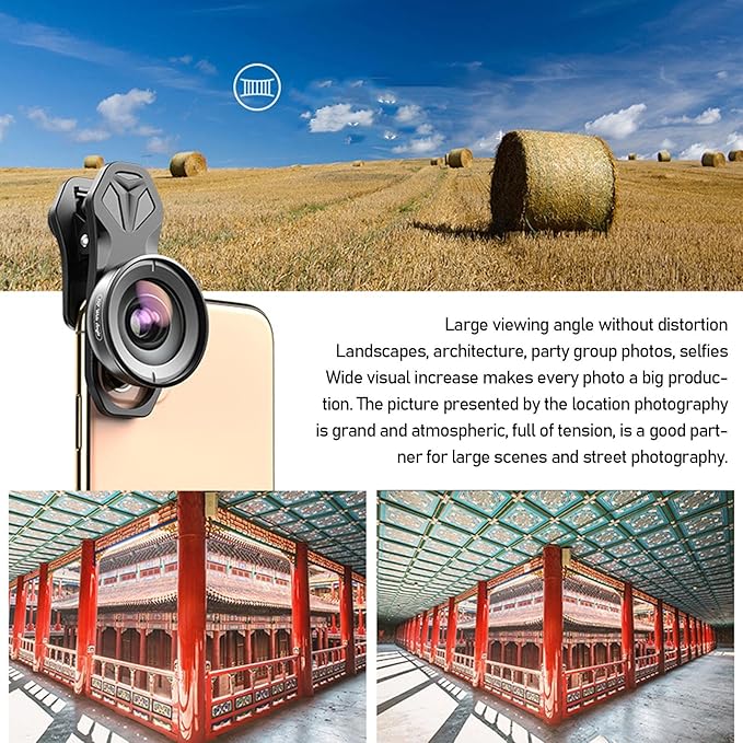 5 in 1 Phone Camera Lens Kit, 10X Macro Lens, 2X Telephoto Lens, 195° Fisheye, 110° Wide Angle, 170° Super Wide Angle, for Double Lens Single Lens Smart Phone