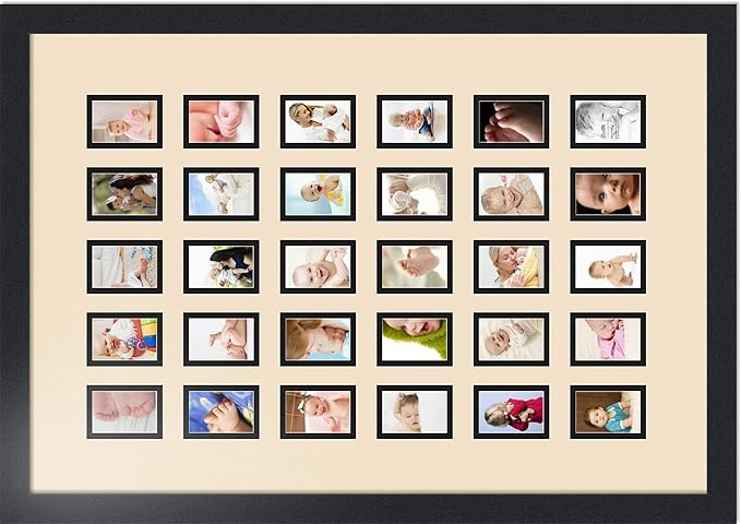Art to Frames Double-Multimat-391-783/89-FRBW26079 Collage Photo Frame Double Mat with 30-2x3 Openings and Satin Black Frame