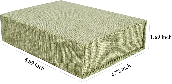 Hiwhy Photo Storage Box 4x6, Linen Photo Box, Memory Box Perfect to Store Your Photo, Pictures, Certificates, Scrapbooking Supplies, Keepsakes and Jewelry Glassgreen