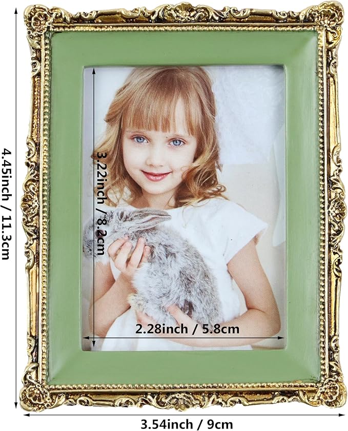 Hymmah Wallet Picture Frame Vintage Photo Frame Ornate Textured Hand-Crafted Resin Picture Frame with Easel & Hook for Tabletop & Wall Display, Decorative Floral Design Home Decor, Photo Gallery, Art,