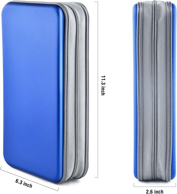 DVD Case, Bivisen CD Case Holder Wallet Binder 96 Capacity CD/DVD Cases Storage Holder Binder Organizer Wallet Book for Car Home Travel (Blue)