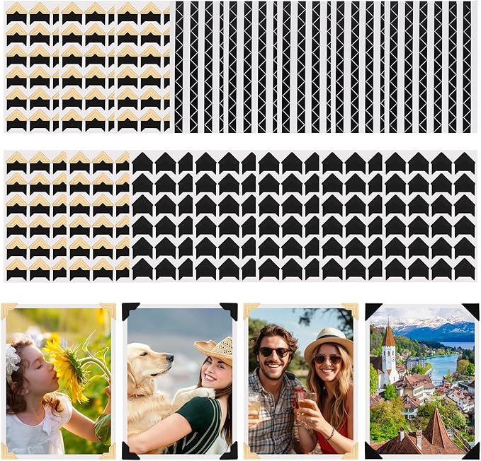 LOGJAM 810 Pcs Photo Corner Stickers, Self Adhesive Picture Corners for DIY Scrapbook Album Journal Memory Books 20 Sheets
