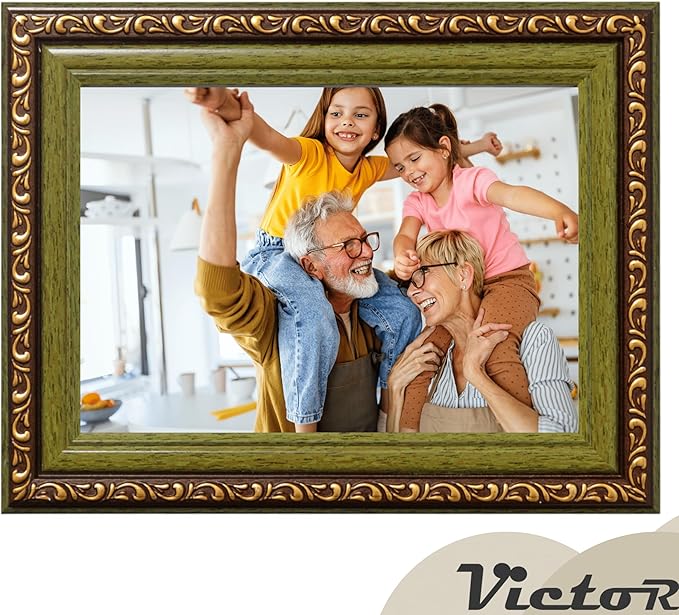 VictoR Picture Frame Chagall 5x7 Brown Green - Vintage Picture Frames with Shutterproof Acrylic Glass - 5 x 7 Photo Frame - Brown Picture Frames - Antique