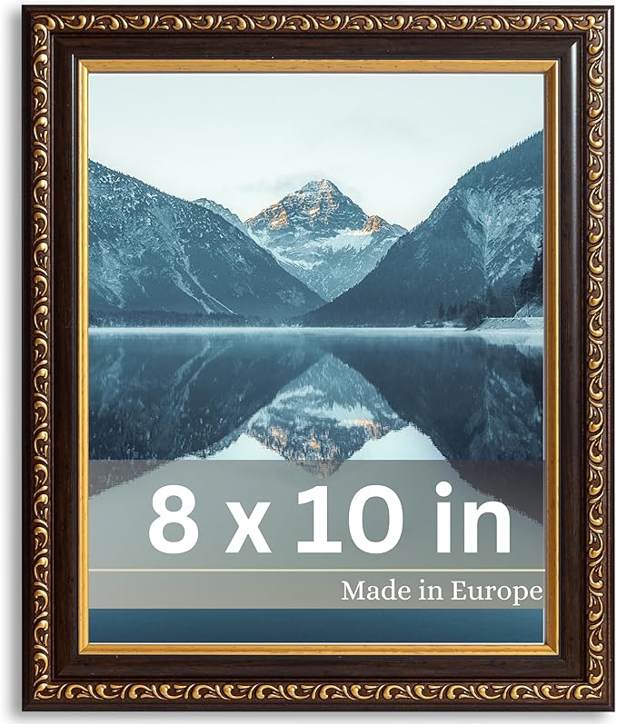 VictoR Picture Frame Chagall 8x10 Black Gold - Vintage Picture Frames with Shutterproof Acrylic Glass - 8 x 10 Photo Frame - Black Picture Frames - Antique - only for hanging
