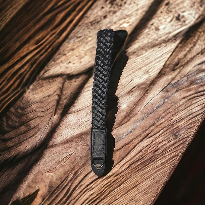 Vi Vante BENGAL Unleashed Black Leather Braided Camera Wrist Strap Ultra Soft Lambskin Exclusive; Hand Made luxury