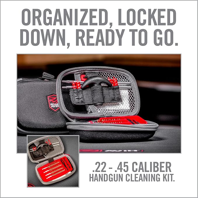 Real Avid Handgun Cleaning Kit | Includes Gun Cleaning Mat 19x16 with Magnetic Parts Tray & Gun Cleaning Supplies for 22, 357, 38, 380, 9mm, 40, 41, 44, 45 Caliber Pistols (Choose Style Below)