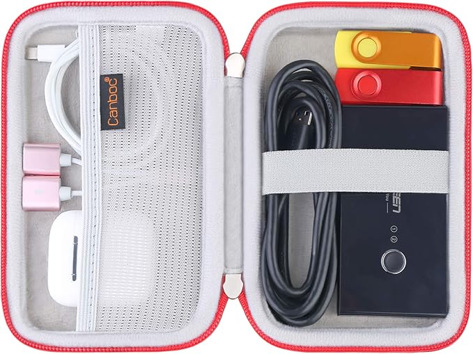 Canboc Carrying Case for MacBook Air Pro Charger MagSafe/MagSafe 2 Power Adapter, iPhone 14/14 Pro MagSafe Charger, USB C Hub, Type C Hub, USB Multiport Adapter, Hard Shockproof Bag, Red