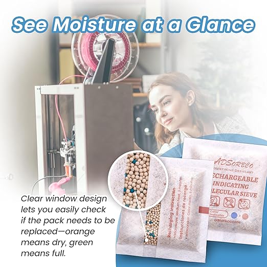 ADSorbco 20Gram (20Packs) Rechargeable Molecular Sieve Desiccant Packs – Indicating Silica Gel Packets for Rapid Moisture Absorption in Pharmaceuticals, Supplements, and Electronics