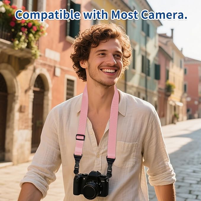 Adjustable Camera iPad Binocular Strap, Comfortable Shoulder Strap Nylon Neck Lanyard for iPad/Samsung Tablet Case,Crossbody Laptop Luggage Bag (Light Pink)