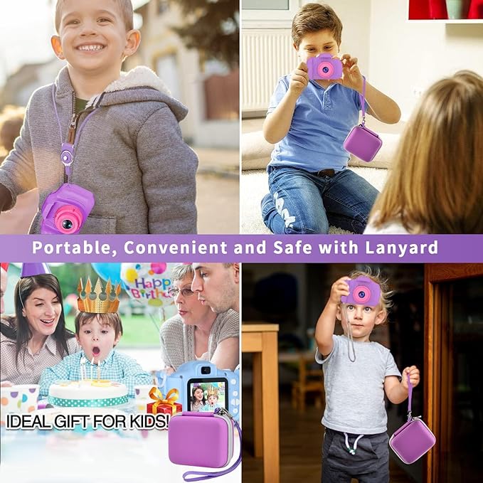 ANKHOH Camera Case for Seckton/for Desuccus/for PROGRACE/for Rindol/for GKTZ/for Dylanto/for GPOSY/for OZMI Kids Digital Camera, Kid Camcorder Storage Box Cable Accessory-Bag Only, Light Purple