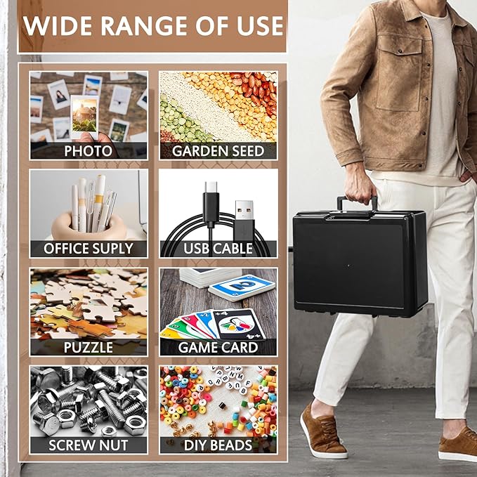 FAAYUCK Photo Storage Box 5 x 7 Inches, 18 Inner Extra Large Photo Organizer With Dividers, Acid-Free Photo Storage Containers, Craft Storage Box for Protect Photos, Crafts, Stamps etc