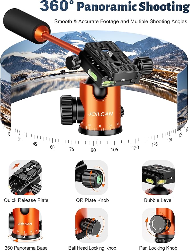 JOILCAN Camera Tripod, 83" Aluminum Tripods & Monopods with Metal Handle, Heavy Duty Tripod for DSLR Camera Lasers Binoculars Telescope Spotting Scope, Payload 35Lb