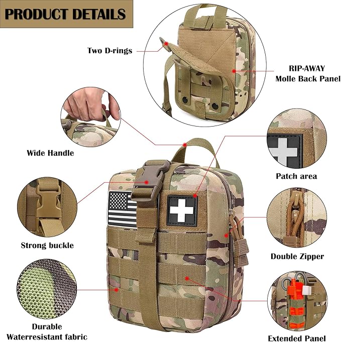 ifak pouch first aid kit bag empty molle tactical medical pouch plate carrier medic rescue bag EMT first med pouches (CP)