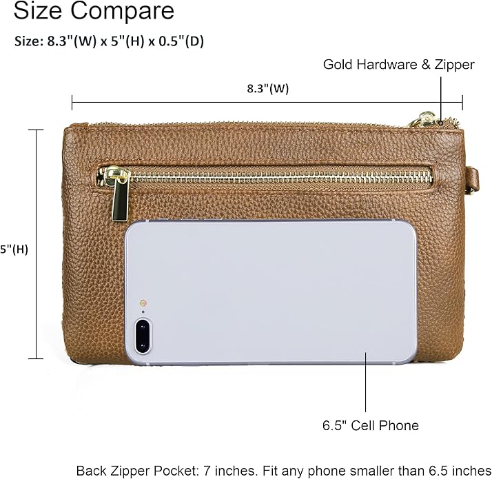 befen Genuine Leather Wristlet Clutch RFID Blocking Bag Cell Phone Wallet Purse Wristlet Wallet Purses and Handbags for Women