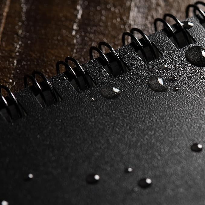 Rite in the Rain Weatherproof Side Spiral Notebook, 4.625" x 7", Black Cover, Universal Pattern (No. 773)