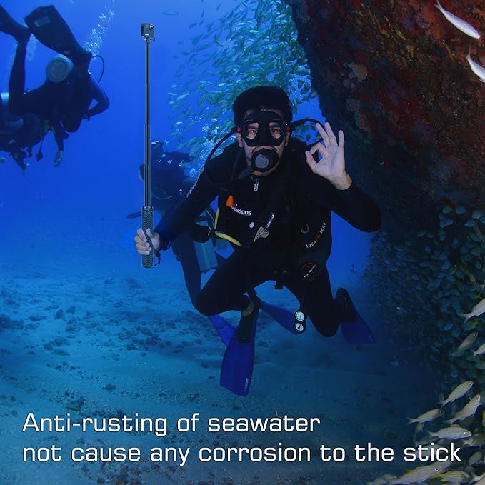 GEPULY Underwater Tripod Stand Aluminum Selfie Stick Pole - Waterproof Hand Grip for GoPro Here 13 12 11 Insta360 AKASO DJI OSMO Action 6&Smartphones Extended Monopod Accessories