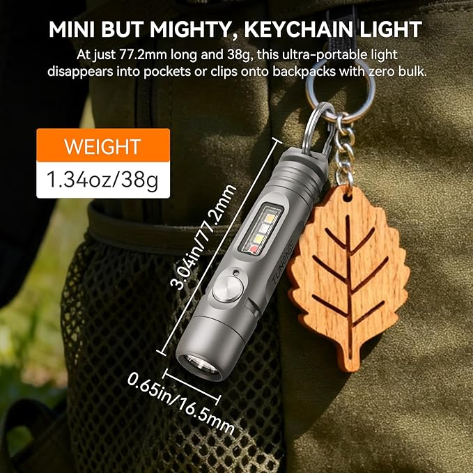 S15PRO-TK Titanium Keychain Flashlight, Mini USB-C Rechargeable Pocket Flashlight, 750 Lumens Small EDC Light with UV & 5 Side Light Mode + Screwdriver for Emergencies, Maintenance, Outdoor