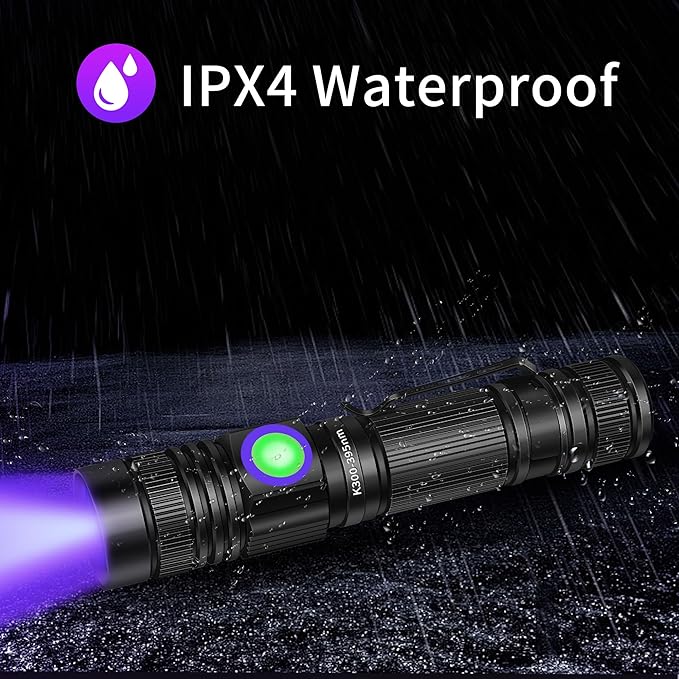 UV Flashlight Black Light USB Rechargeable 395nm Blacklight Mini, Woods lamp Portable Handheld Powerful LED Ultraviolet Lights Flashlights, Focus Adjustable for Resin Curing, Pet Urine Detection