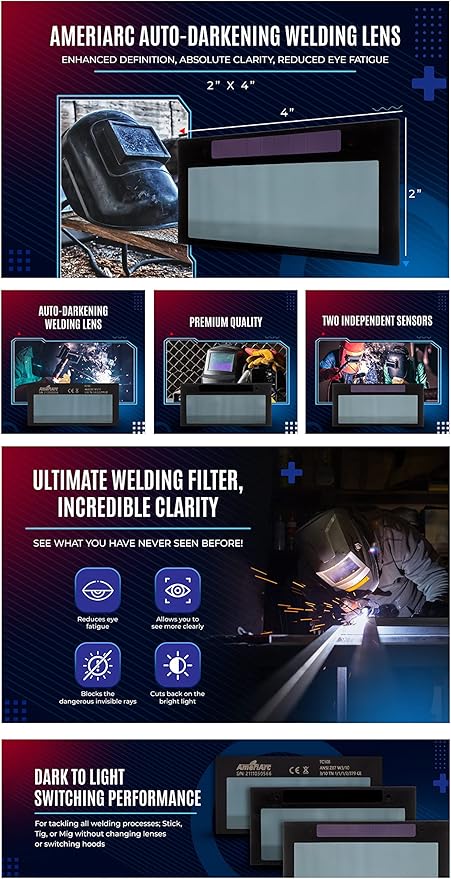 Auto Darkening Welding Lens 2x4 with High-Definition Clarity - (Gold Edition) Replacement for Welding Hoods & Helmets - Perfect for TIG Welding - Welding Shade Lens - (Shade 11)