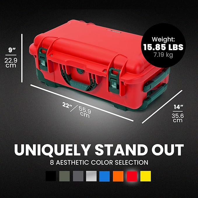 NANUK 935 Pro Photo Kit – Waterproof Travel Camera Hard Case with Padded Dividers and Wheels, 22” x 14” x 9” - Dustproof and Impact Resistant, Airline Carry-On Approved – Red