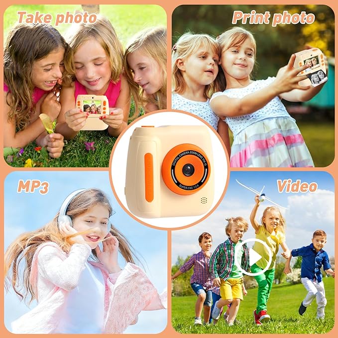Kids Instant Print Camera,Toddlers Digital Camera Toys with Selfie Photo Thermal Printer, Child Christmas Holiday Birthday Gifts for Girls Boys Ages 3 4 5 6 7 8 9 10 11 12 Years Old