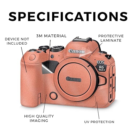 Glossy Glitter Camera Skin Compatible with Canon EOS R6 Mark II Camera (2022) - Solid Salmon - Premium 3M Vinyl Protective Wrap Decal Cover - Easy to Apply | Crafted in The USA by MightySkins
