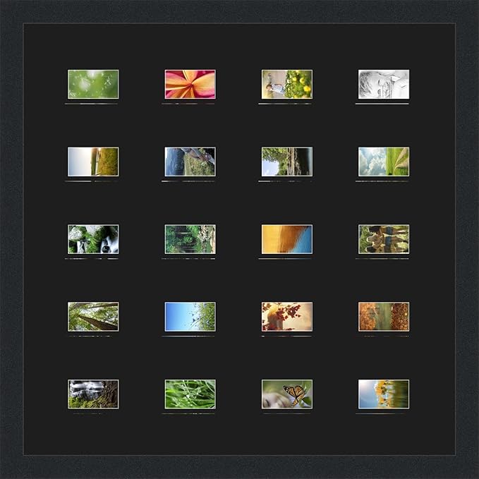 Art to Frames Double-Multimat-398-89/89-FRBW26079 Collage Photo Frame Double Mat with 20-2x3 Openings and Satin Black Frame