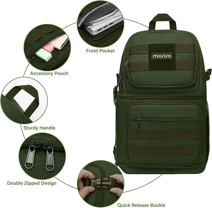 MOSISO Camera Sling Bag,DSLR/SLR/Mirrorless Tactical Camera Crossbody Bag Case Photography Slingpack with Tripod Holder&Removable Modular Inserts Compatible with Canon/Nikon/Sony/Fuji, Army Green