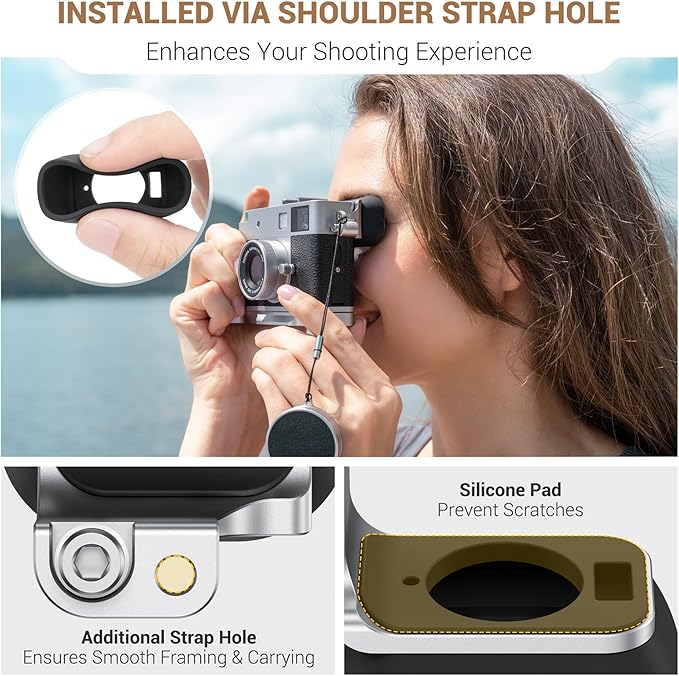 JJC Long Soft Rubber Eyecup Eyepiece for Fuji Fujifilm X Half XHalf Digital Camera, X Half Camera Eye Cup Extended Viewfinder Cover, Comfortable Silicone Material, Not Affect Screen Use, Silver Color