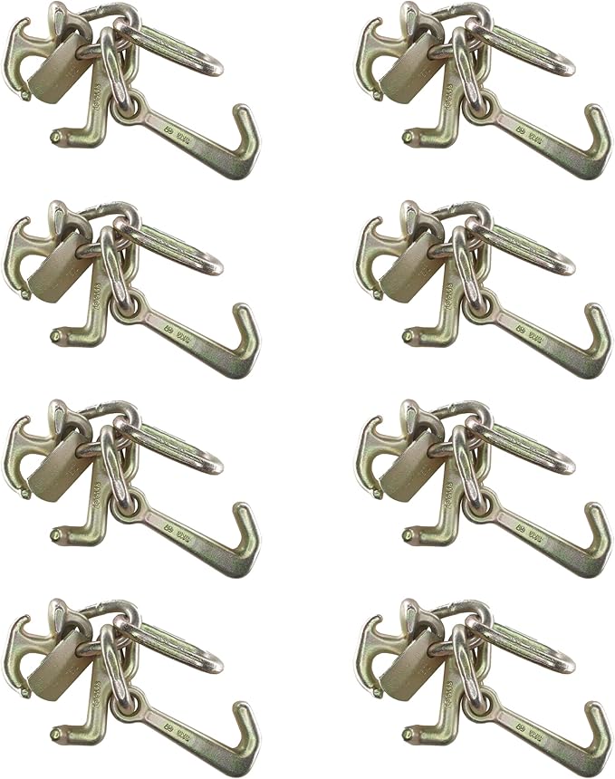 Mega Cargo Control 5/16" G70 RTJ Cluster Hook w/Link | Towing Hooks for Tow Truck, Heavy Duty Wrecker Hauler, Hauler Trailer (8 - Pack)