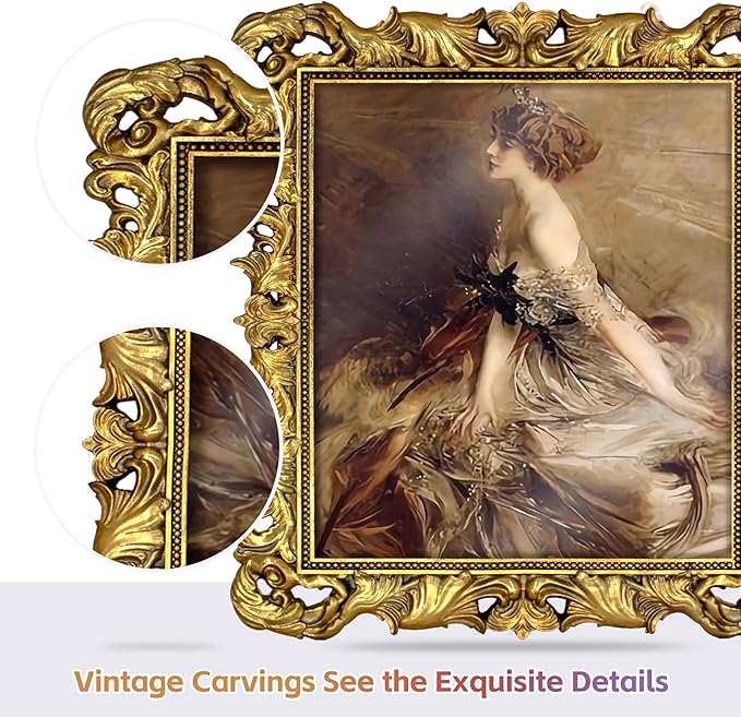 Gold 11x14 Picture Frame Vintage Ornate Picture Frames Antique Baroque for Wall Hanging, Fits 11x14 or Matted to 8x10 Photo
