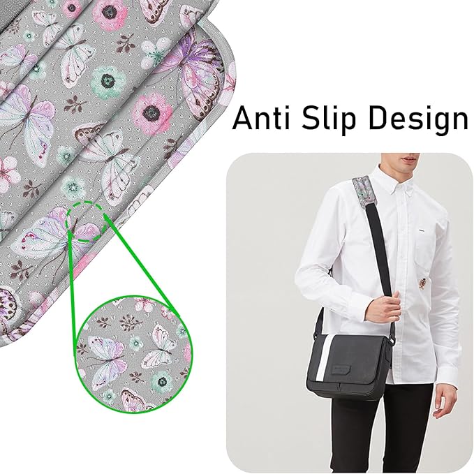 ZINZ Universal Shoulder Pad with Ultra Thick Cushion for Bag Luggage Bag Crossbody, Plus Long & Anti-Slip & Breathable,Butterfly