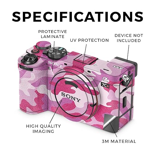 Glossy Glitter Camera Skin Compatible with Sony Alpha 7CR Camera (2023) - Pink Camo - Premium 3M Vinyl Protective Wrap Decal Cover - Easy to Apply | Crafted in The USA by MightySkins