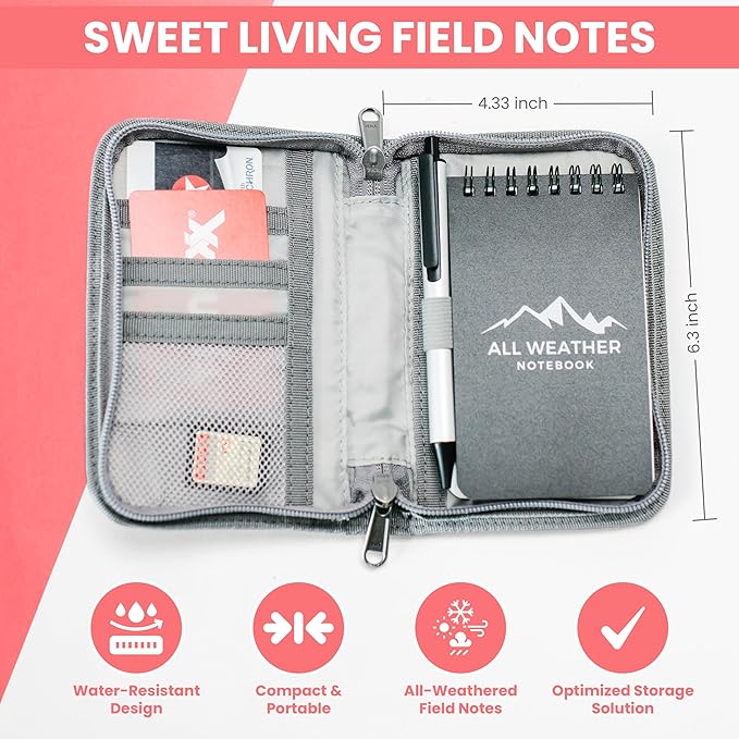 Field notes pocket notebook | Lined small notebook with Soft Cover, Compact pocket notebook for Everyday Writing, Durable field notebook for Travel & Daily Notes