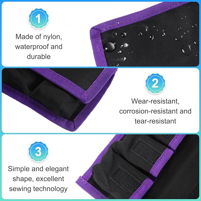 PATIKIL Camera Battery Pouch Case, 4 Pocket Nylon DSLR Battery Case Holder Storage Bag for AAA Battery and LP-E6 LP-E8 NP-FW50 EN-EL14 EN-EL15 Battery (Purple)