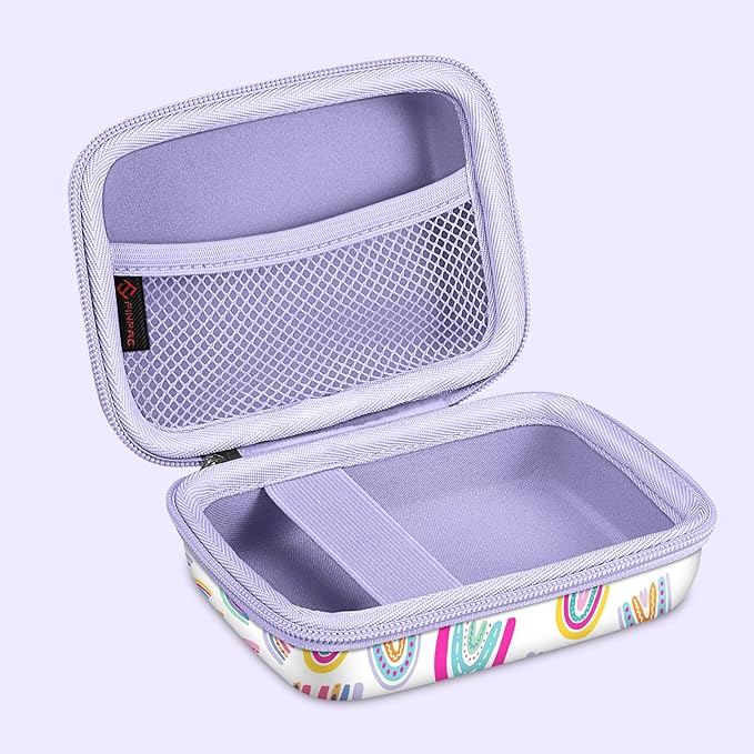 FINTIE Kids Camera Case Compatible with Goopow/Seckton/Dylanto/Mgaolo/Masterbee/CIMELR/Desuccus Kids Digital Camera Toys, Children Carrying Bag, Birthday Festival Gift, Dreamy Rainbow