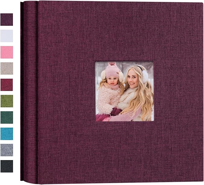 Mublalbum Small Photo Album 4x6 200 Photos Linen Cover Picture Book with Horizontal Pockets for Wedding Family Anniversary and Baby (Purple)