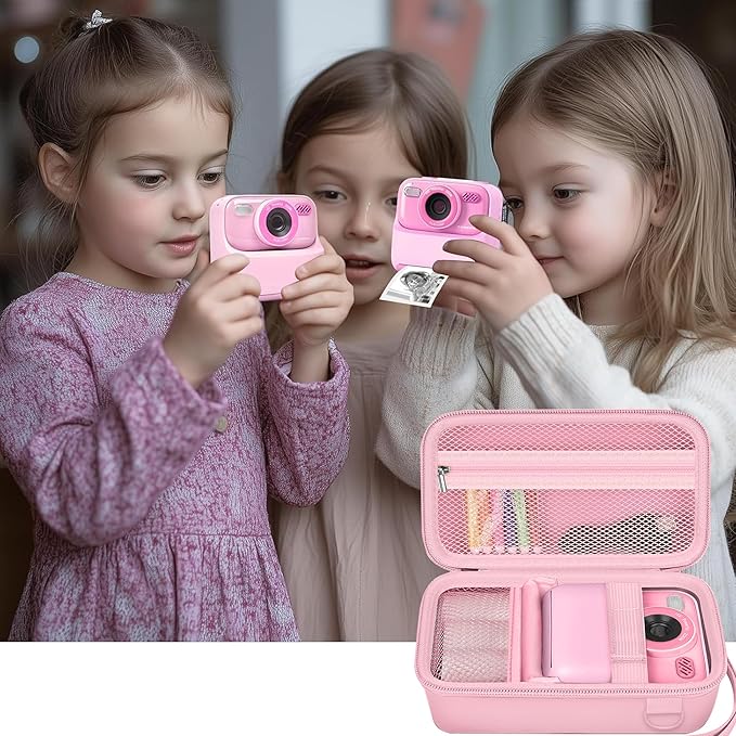 Leayjeen Kids Camera Case Compatible with Cimizi/Gofunly/Aasonida/CAMCLID/LETSHAHA Kids Instant Print Camera, Kids Instant Camera for 1080P Printed Photos,Birthday Gifts for Kids-Pink(Case Only)