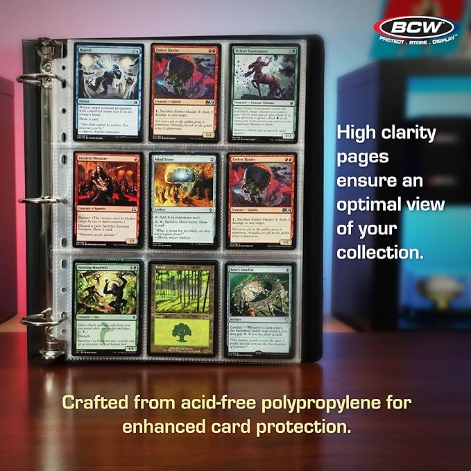 BCW Basics 9-Pocket Pages (70 Pack) | Binder Sheets for Trading & Sports Cards | Archival Protectors for Collectibles