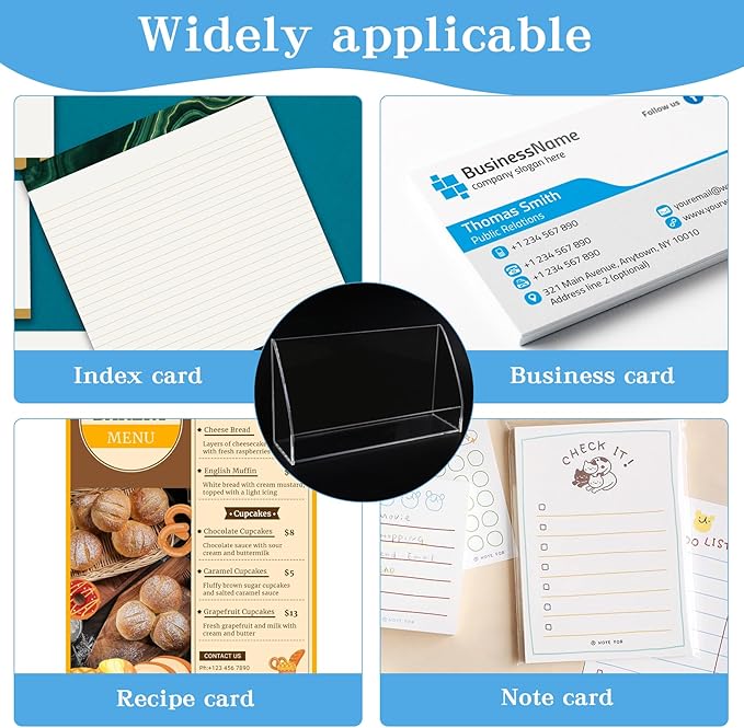 Klmnop Index Card Display Stand, 5x8 Inch Acrylic Index Card Box, Clear Postcard Organizer Case for Business Classroom Office(Clear)