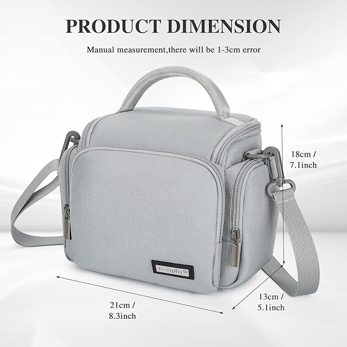 G-raphy Camera Bag Case DSLR SLR Crossbody Sling Photography Bags for Nikon Canon Sony DSLR SLR Mirrorless with Removal Straps(Parma Grey)