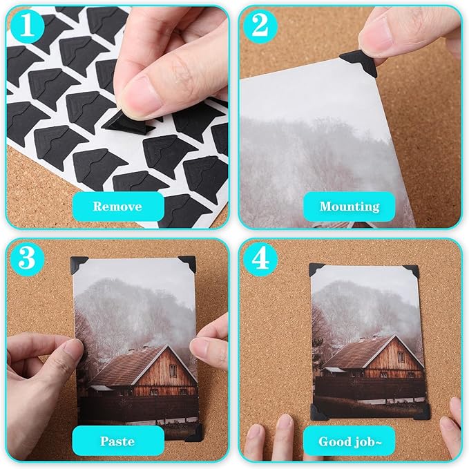 Classicseali 600 Pcs Photo Corner Stickers,Black Scrapbook Photo Corners, Photos Corners Self Adhesive for DIY Albums, Memory Books, and Journals