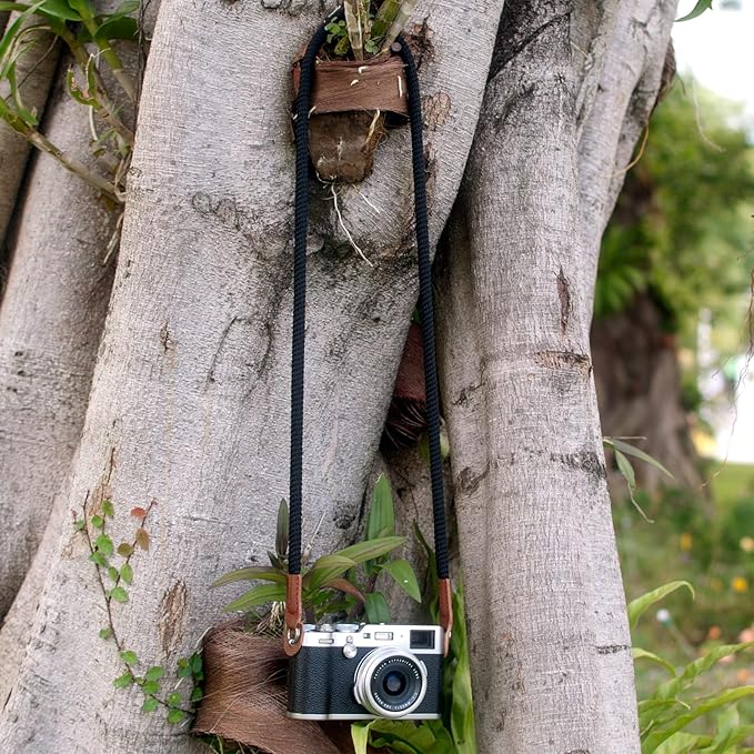 Camera Strap for Man Woman Photographer Soft Rope Neck Shoulder Strap for DSLR SLR Mirrorless Camera with Round Hole Interface 120cm Black