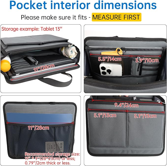 Small Rugged Organizer Insert for Briefcase Tote Shoulder Messenger Bag-19 Pockets,Durable Padded Nylon,Handle-Navy