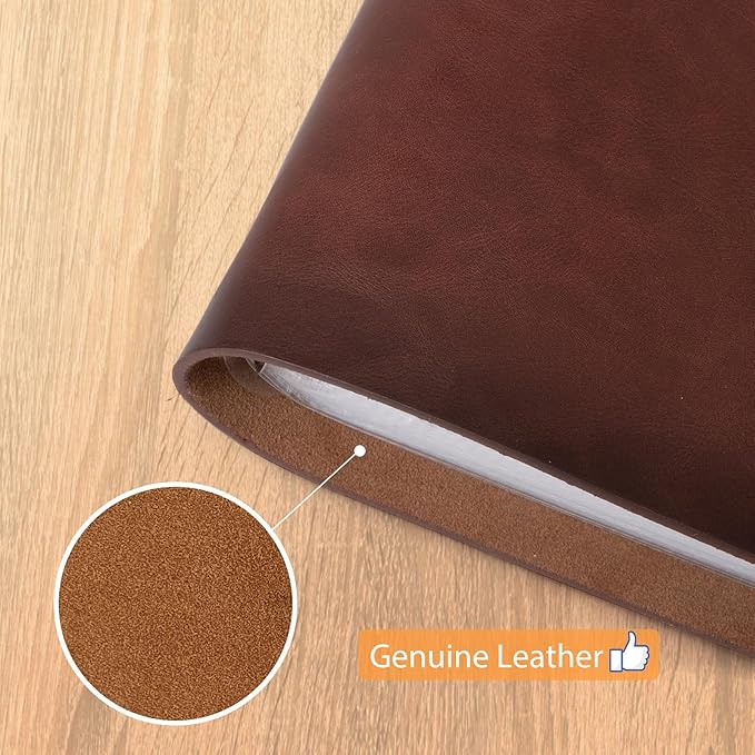 Photo Album 4x6 200 Photos, Genuine Leather Photo Albums with Writing Space with 30 Writing Paper, Travel Family Wedding Kids Graduation Ultrasound Baby Picture Album Scrapbook Photo Album（Flower）
