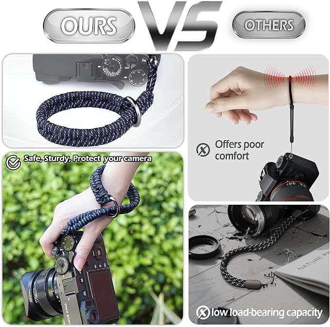 Camera Wrist Strap for DSLR Mirrorless Camera, Quick Release Camera Hand Strap with Safer Connector (Blue)