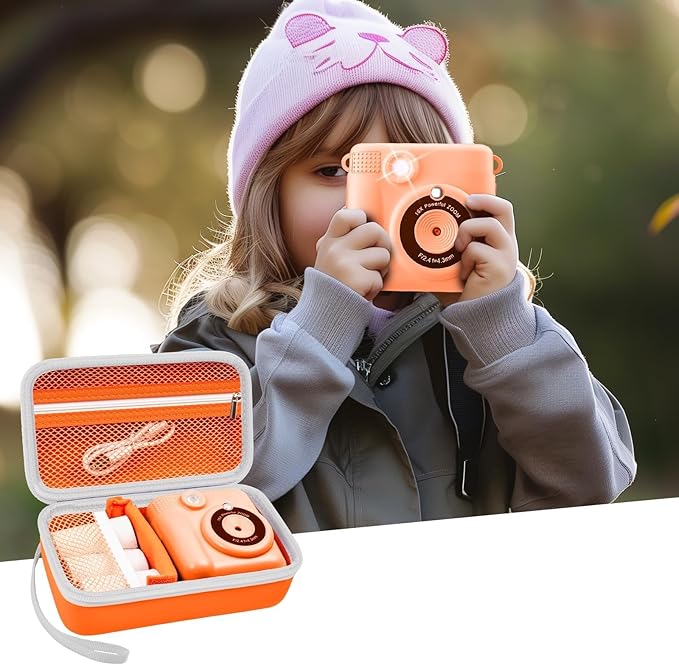 Grapsa Case Compatible with ESOXOFFORE for Dylanto for Anchioo for WEEFUN for GKTZ for Amzelas for Mafiti Instant Print Camera for Kids, Film Camera Storage Holder Organizer Bag (Box Only)- Orange